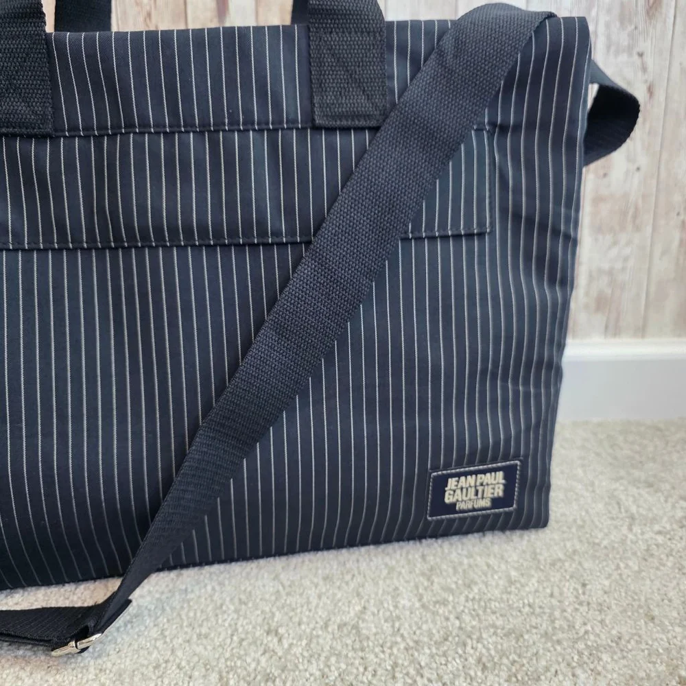 Men's Jean Paul Gaultier Navy White Pinstripe Duffel Bag